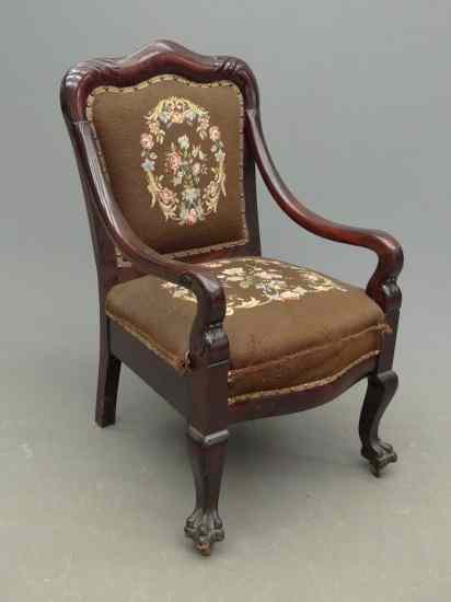 Appraisal: Victorian needlepoint seat and back armchair '' Seat Ht ''