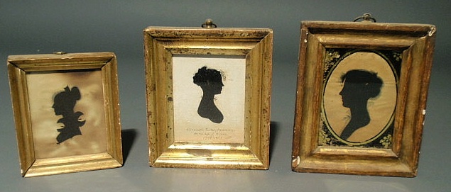 Appraisal: Three framed silhouettes th c one titled Elizabeth Fulton Andrews