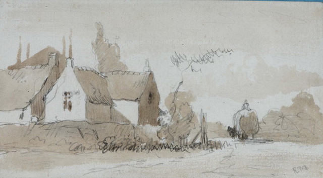 Appraisal: Circle of Richard Parkes Bonington British - Normandy Farmhouse with