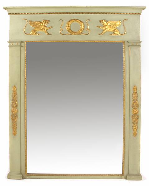 Appraisal: A Louis XVI style parcel gilt and paint decorated mirror