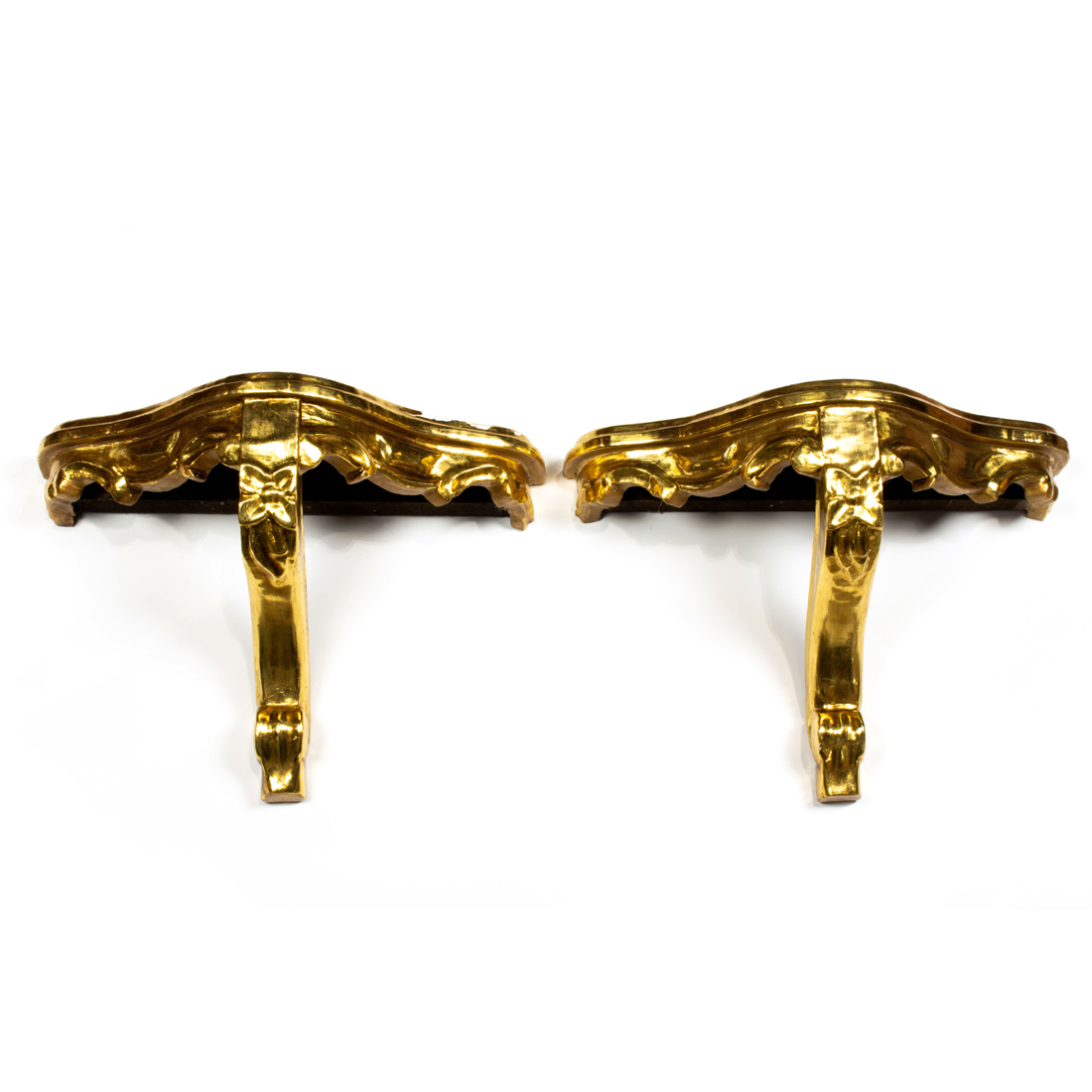 Appraisal: PAIR OF ROCOCO STYLE GILTWOOD WALL BRACKETS Pair of Rococo