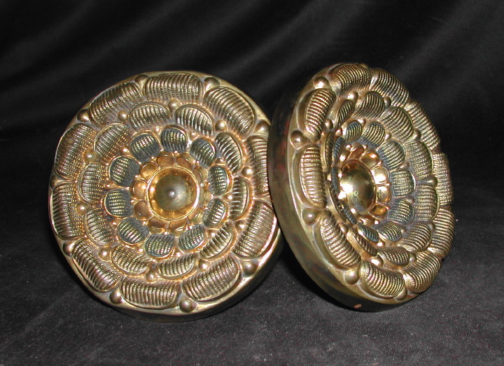 Appraisal: Large Pair of French Gilded and Patinated Brass Drapery Tiebacks