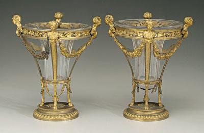 Appraisal: Pair French Empire vases ormolu mounted bronze frames with four