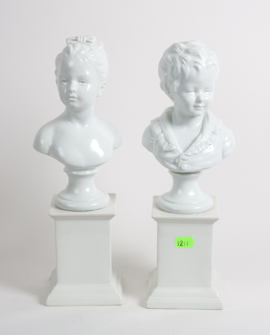 Appraisal: Pair of Porcelain de Paris busts busts of boy and