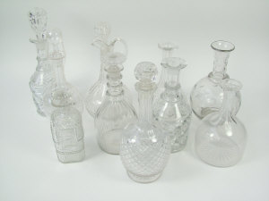 Appraisal: Ten th century and later cut glass decanters four lacking