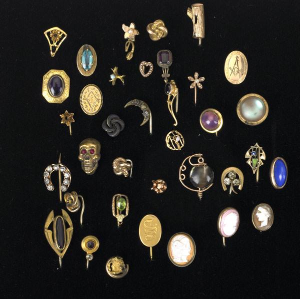 Appraisal: STICK PINS AND HANDY PINS Approx pieces in silver gold