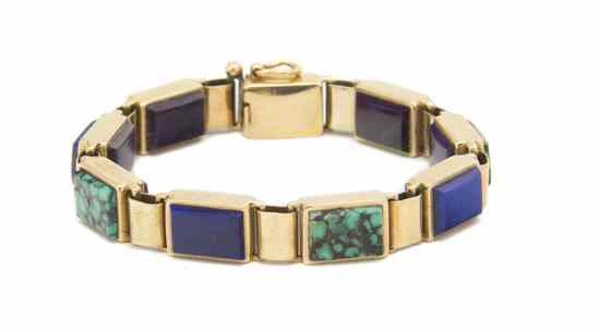 Appraisal: A Lady's K Gold Link Bracelet Nancy Brown having rectangular