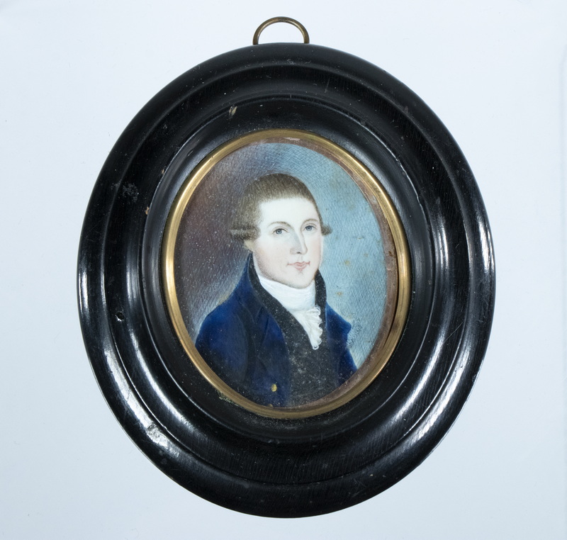 Appraisal: TH C OVAL MINIATURE PORTRAIT OF YOUNG MAN IN BLUE