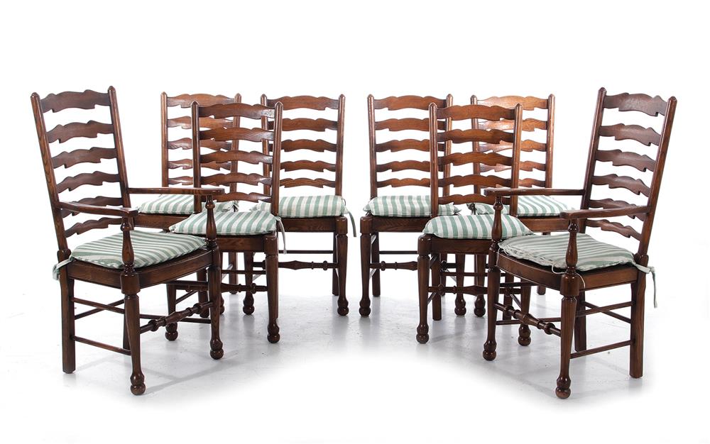 Appraisal: Georgian style oak dining chair set six sides and two