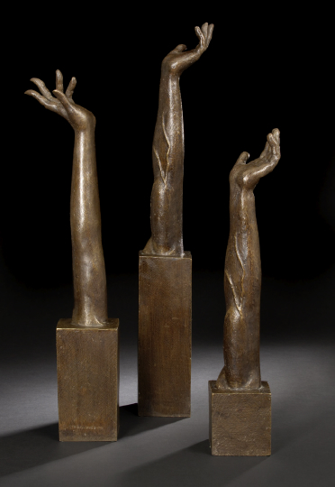 Appraisal: Victor Salmones Mexican - Petitions a group of three cast-bronze