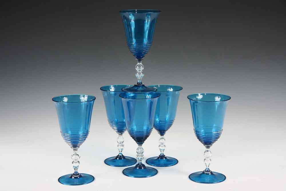 Appraisal: SET EARLY HANDBLOWN WINE GOBLETS - Hand blown Goblets in