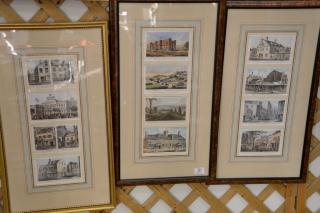 Appraisal: Group of five framed colored postcard groups by Major and