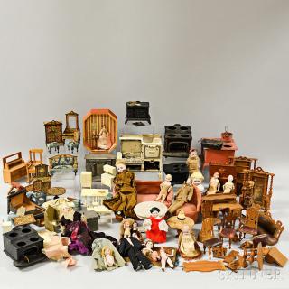 Appraisal: Large Group of Dolls and Dollhouse Accessories including a TootsieToy