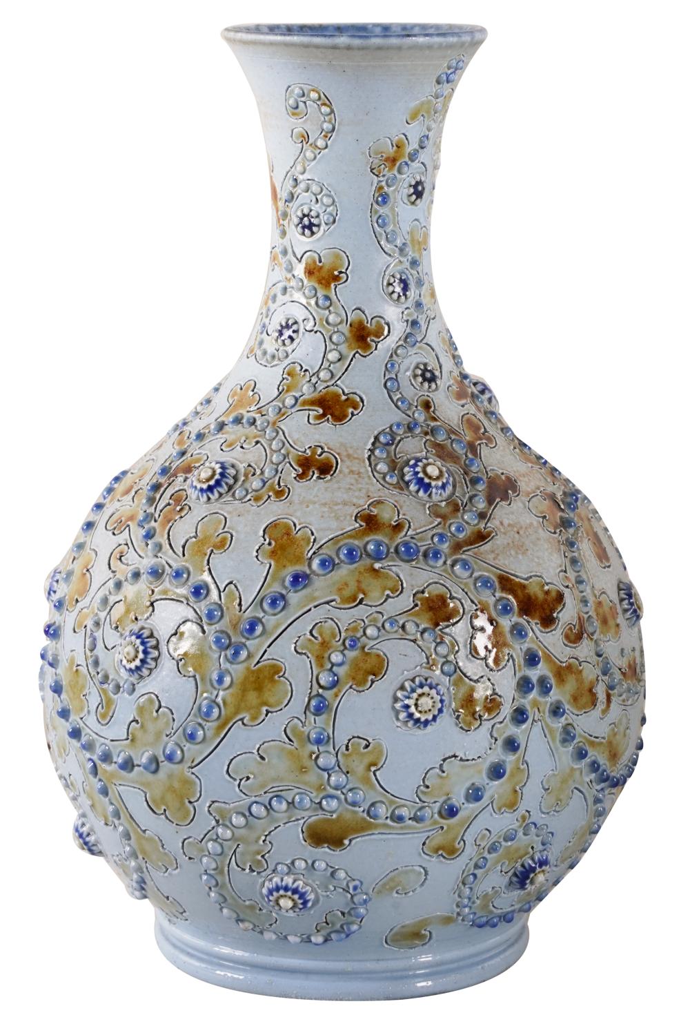 Appraisal: DOULTON LAMBETH DECORATED VASEimpressed and incised marks to underside inches