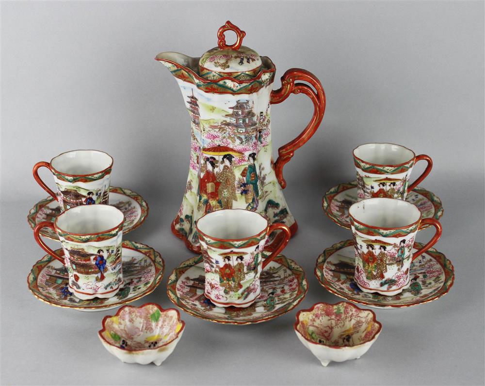 Appraisal: JAPANESE EXPORT PORCELAIN KUTANI STYLE PART TEA SERVICE including a