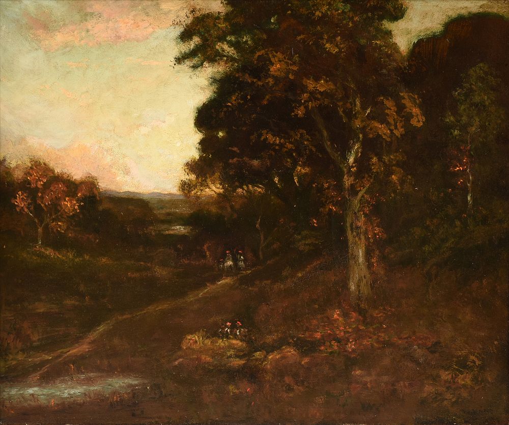 Appraisal: A SECOND GENERATION HUDSON RIVER SCHOOL PAINTING Figures Traveling at