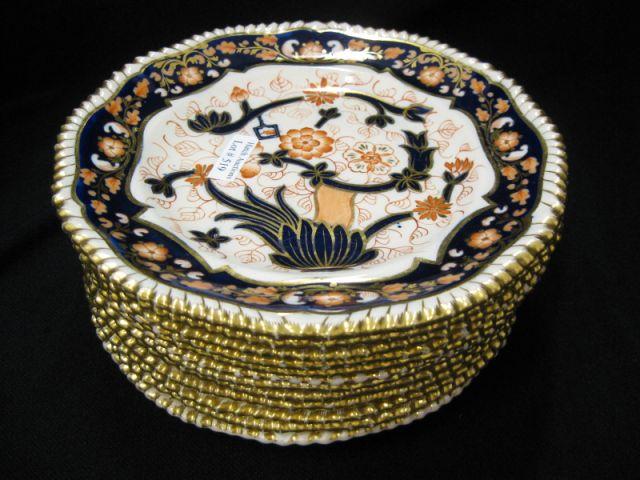 Appraisal: Set of Copeland Dessert Plates Imari style floral elaborate gold