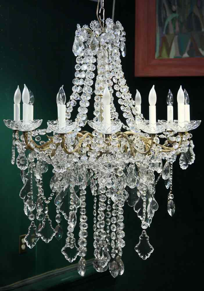 Appraisal: CRYSTAL CHANDELIER - Late th c Crystal Chandelier with twelve-arm