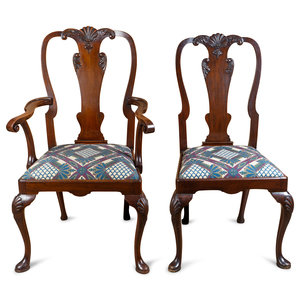 Appraisal: A Set of Ten Queen Anne Style Mahogany Dining Chairs