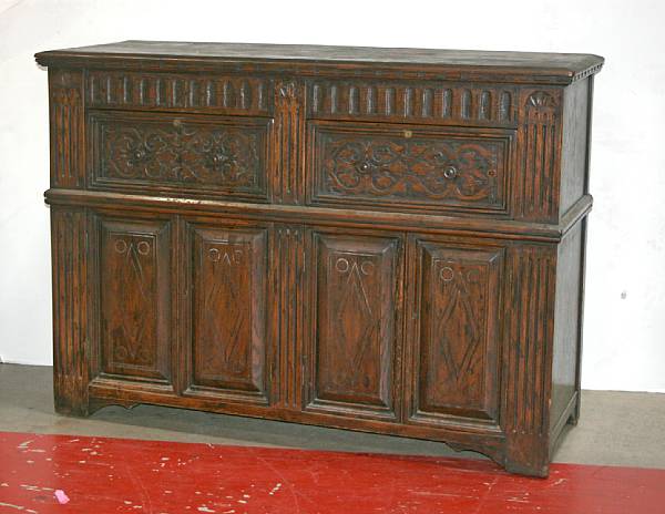 Appraisal: A Baroque style oak credenza height in width ft depth