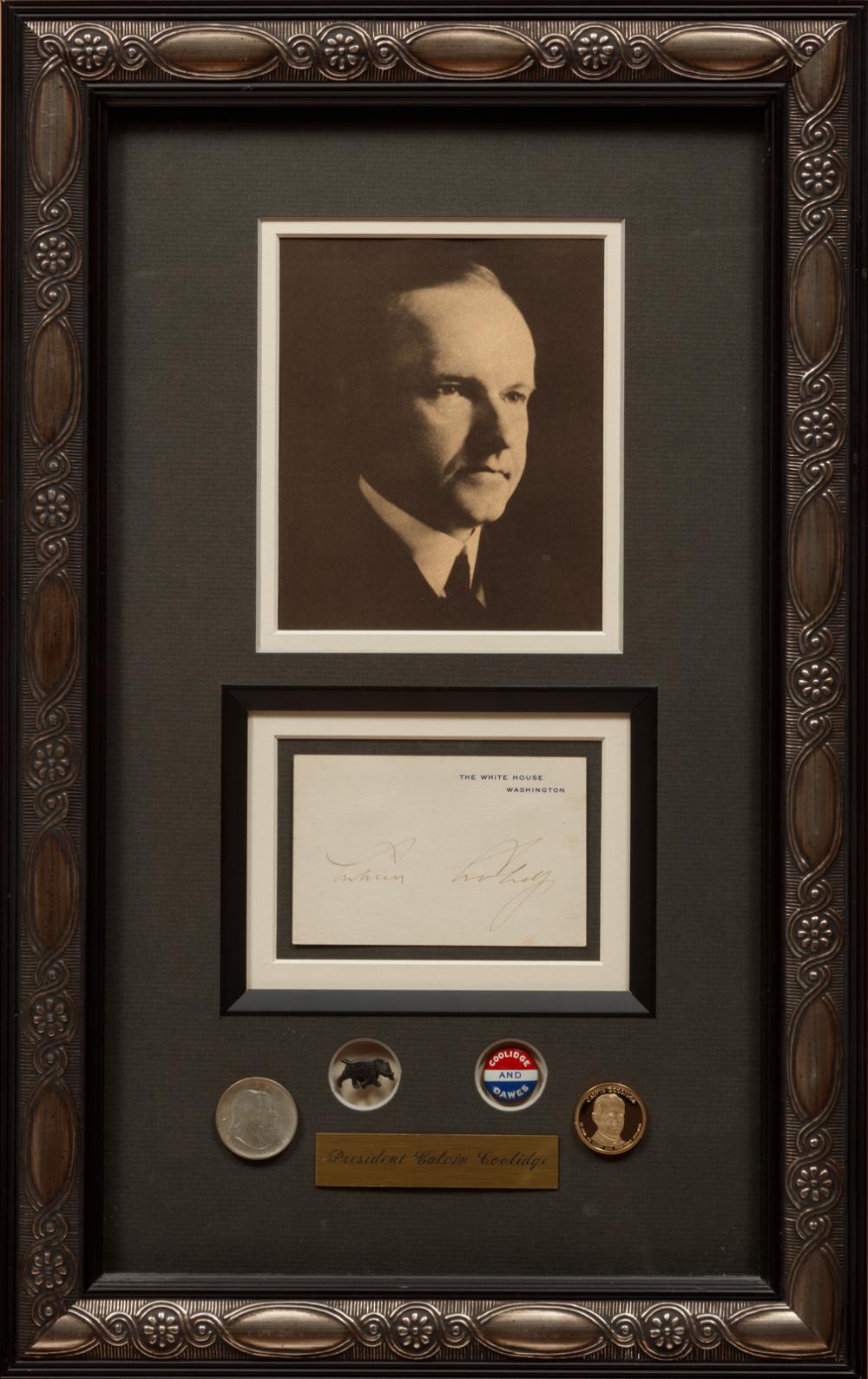 Appraisal: Calvin Coolidge th US President - shadowbox presentation incl signed