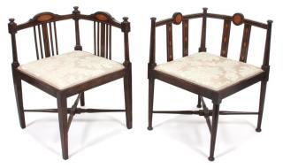 Appraisal: Two Aesthetic Corner Chairs Height inches Two Aesthetic Corner Chairs