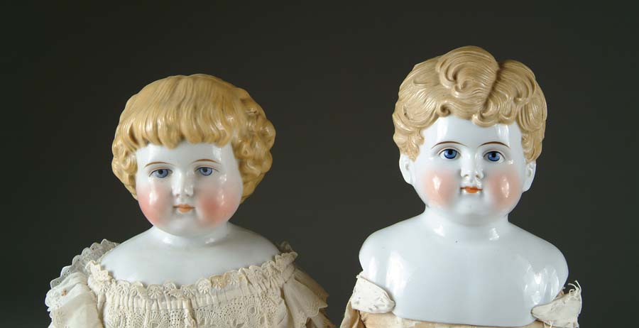 Appraisal: LOT OF TWO BLONDE CHINA DOLLS blonde girl china doll