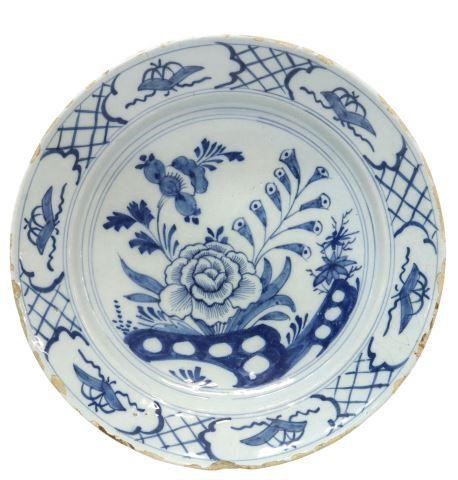 Appraisal: Delft blue and white tin-glazed earthenware charger late th c