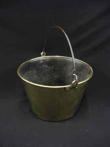 Appraisal: Victorian Brass Pail or Bucket iron swing handle '' diameter