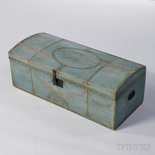 Appraisal: Blue-painted Dome-top Chest New England early th century the top