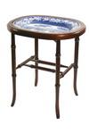 Appraisal: SIDE TABLE - Inset Staffordshire blue and white platter in