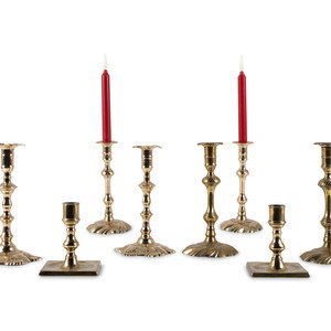 Appraisal: A Group of English Brass Candlesticks Late th th Century