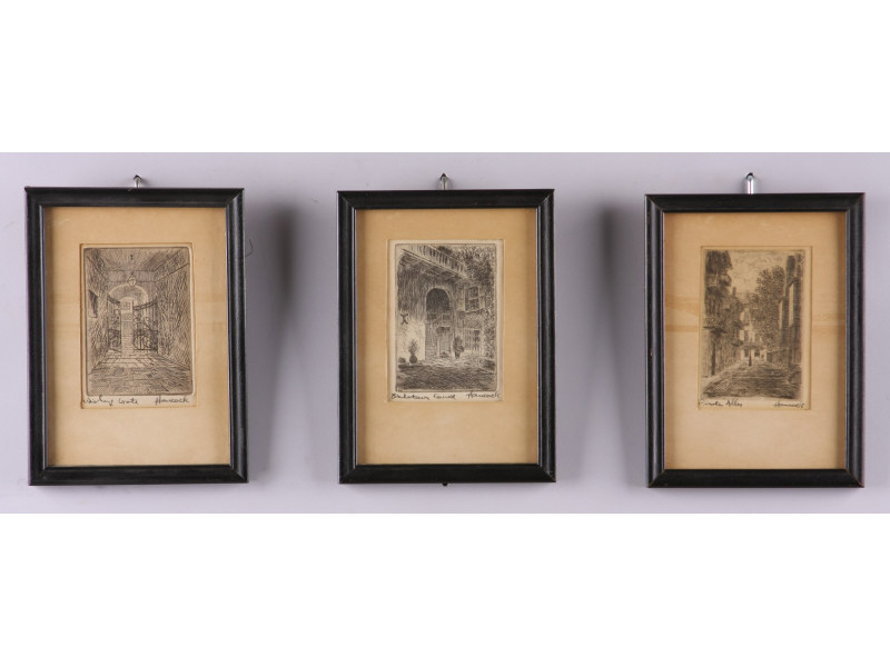 Appraisal: James C Hancock TN AR - Etchings three architectural views