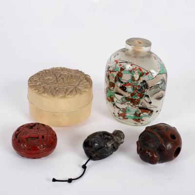 Appraisal: Sundry Oriental items including a Chinese cinnabar lacquer box cm