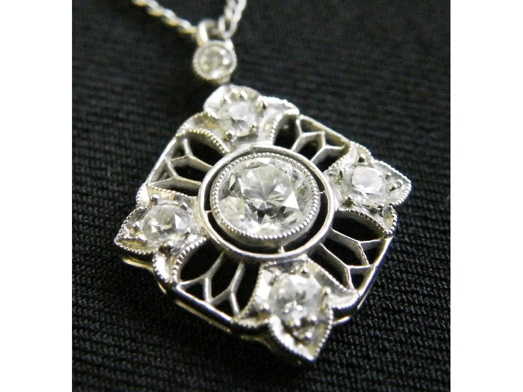 Appraisal: ct white gold Art Deco style diamond pierced pendant on