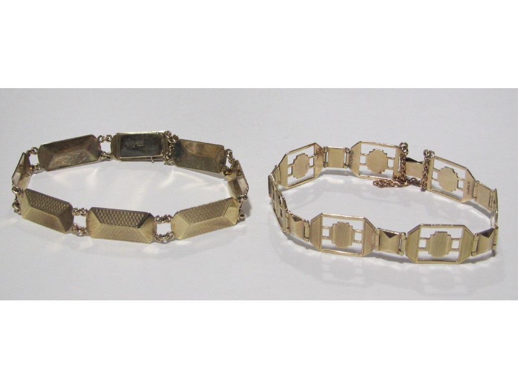 Appraisal: Two early th century yellow metal bracelets