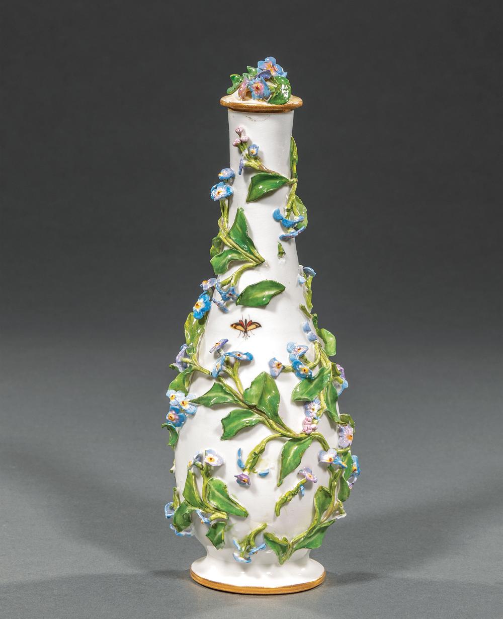 Appraisal: Meissen Porcelain Scent Bottle marked impressed elongated bottle form with