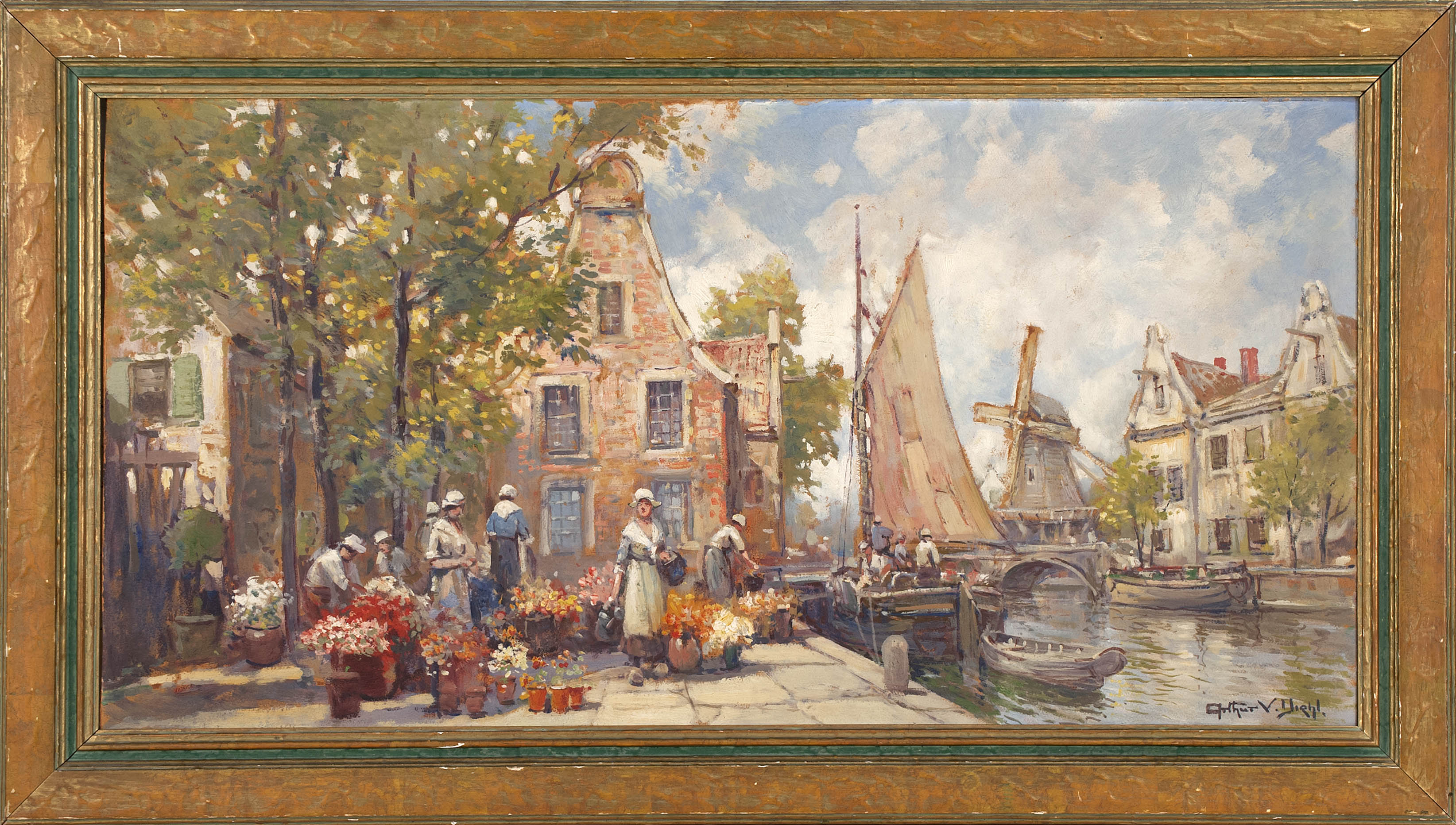 Appraisal: ARTHUR VIDAL DIEHLAmerican - A Dutch flower market Signed lower