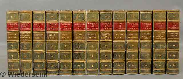 Appraisal: Books- thirteen volume set half-calf Works of Dickens John Wurteze