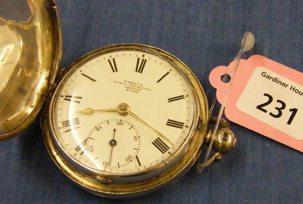 Appraisal: Silver fusee lever hunter pocket watch hallmarked London the dial