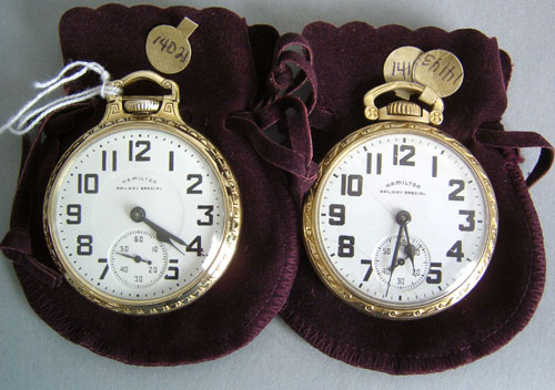 Appraisal: Two Hamilton Railway Special -jewel K gold filled pocket watches