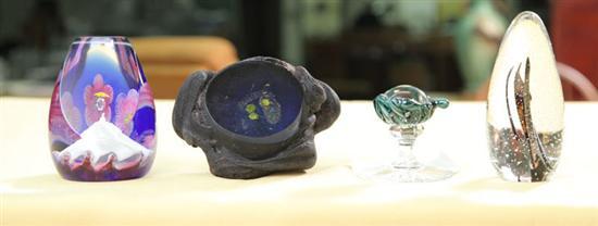 Appraisal: FOUR PAPERWEIGHTS A sample possibly Caithness with a snow capped