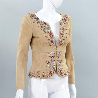 Appraisal: Valentino suede jacket with floral sequin trim Valentino suede jacket