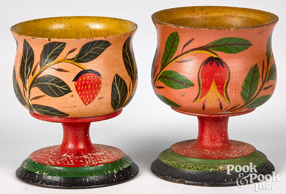 Appraisal: Joseph Lehn two turned and painted egg cups Joseph Lehn