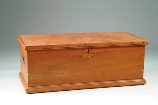 Appraisal: SMALL DOVETAILED PINE SEA CHEST th Century dovetailed box fitted