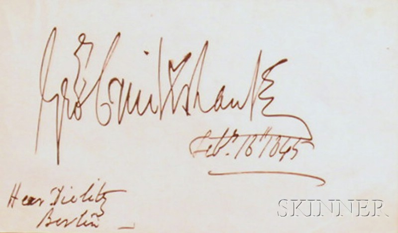 Appraisal: Cruikshank George - Autograph with sentiment dated February on a