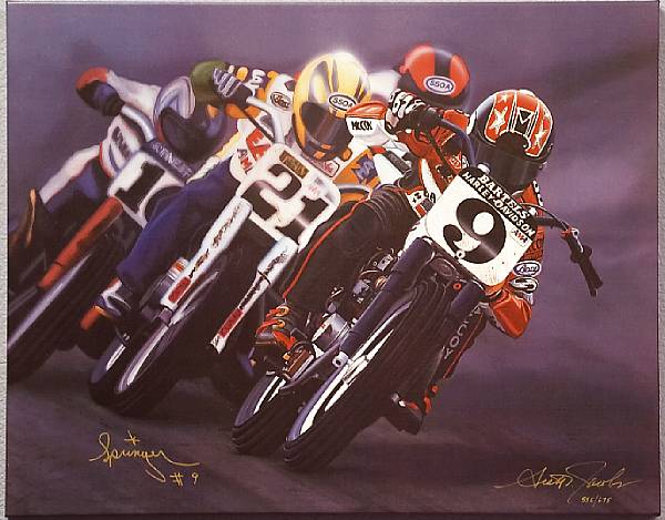 Appraisal: Flat Track Race' after Scott Jacobs giclee lithograph print signed