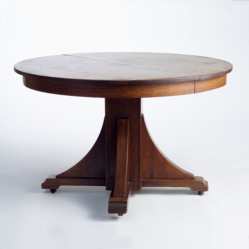 Appraisal: STICKLEY BROTHERS Round oak dining table with two leaves square