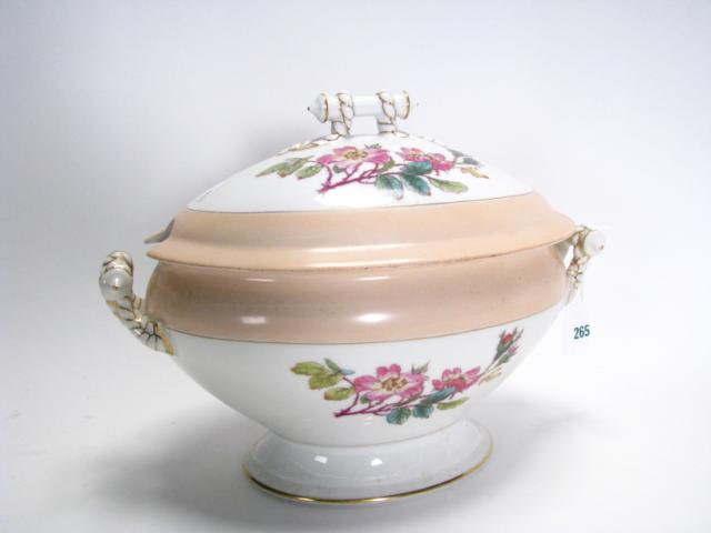 Appraisal: Haviland Limoges Lidded Tureen with rope motif handles painted floral