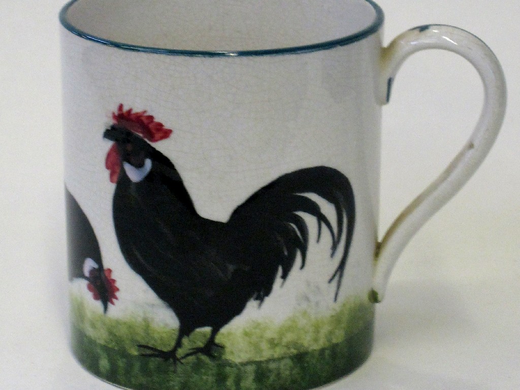 Appraisal: Wemyss small mug decorated with a black cockerel and two